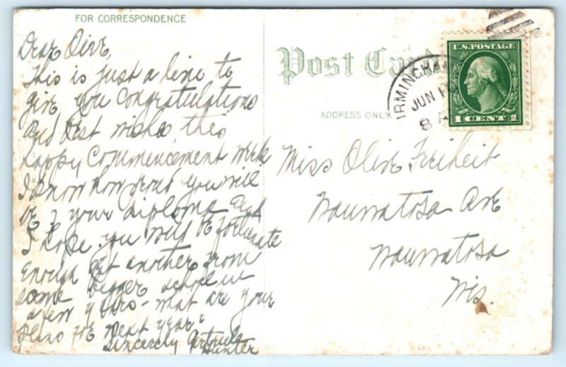 Birmingham Alabama AL Street Car Trolley Postcard