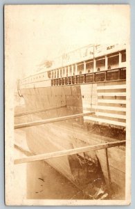 RPPC 1917 WW1  SS New York  Mine Damage  Dry Docked Liverpool UK  Postcard