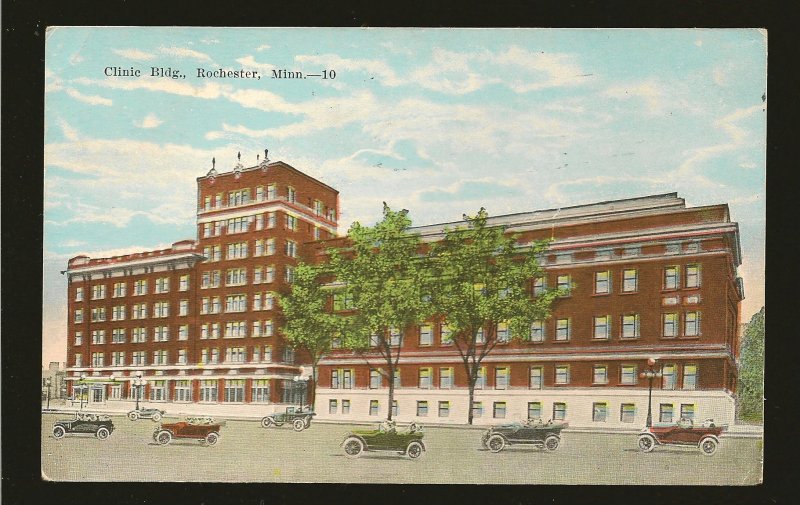 USA Postmark 1925 Rochester Minn Clinic Building Rochester Color Postcard