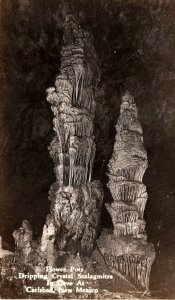 1930s CARLSBAD NEW MEXICO CAVERN FLOWER POTS STALAGMITES RPPC POSTCARD P1290