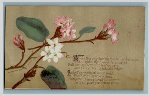 1880s American Tract Society Lovely Poem Pink Flowers Fab! P208 