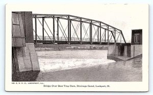 LOCKPORT, IL  Illinois~ BRIDGE over BEAR TRAP DAM Drainage Canal c1910s Postcard