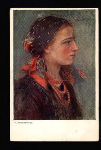 034707 Rural Lady. Art Nouveau By T. AXENTOWICZ. Old