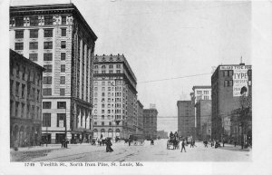 TWELTH STREET NORTH FROM PINE ST. LOUIS MISSOURI POSTCARD (c. 1905)