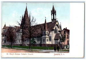 c1905 St. Mary's Roman Catholic Church Jamaica Long Island New York NY Postcard