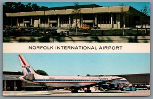 Postcard Norfolk VA c1960s Norfolk International Airport United Airlines N8096U