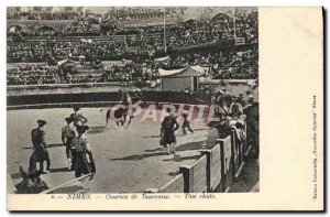 Old Postcard Bullfight Bullfight Nimes fall