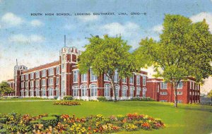 South High School Lima Ohio 1945 linen postcard