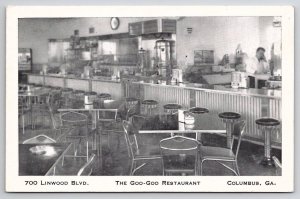 GA Columbus Georgia The Goo-Goo Restaurant Diner Interior With Host Postcard Q16