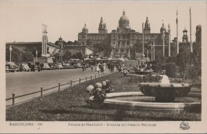 RPPC Postcard Parque de Montjuich Avenida Palacio Nacional Barcelona Spain