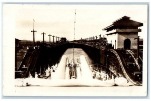 c1920's Panama Canal Channel From US Navy Ship Sailor View RPPC Photo Postcard