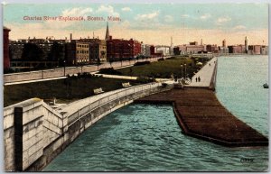 Charles River Esplanade Boston Park Massachusetts MA Buildings Pier Postcard