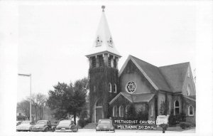 RPPC Methodist Church MILBANK, SD South Dakota 1940s Cars Photo Vintage Postcard