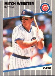 1989 Fleer Baseball Card Mitch Webster Chicago Cubs sk21017