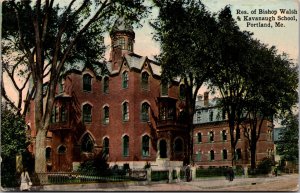 Postcard Residence of Bishop Walsh & Kavanaugh School in Portland, Maine