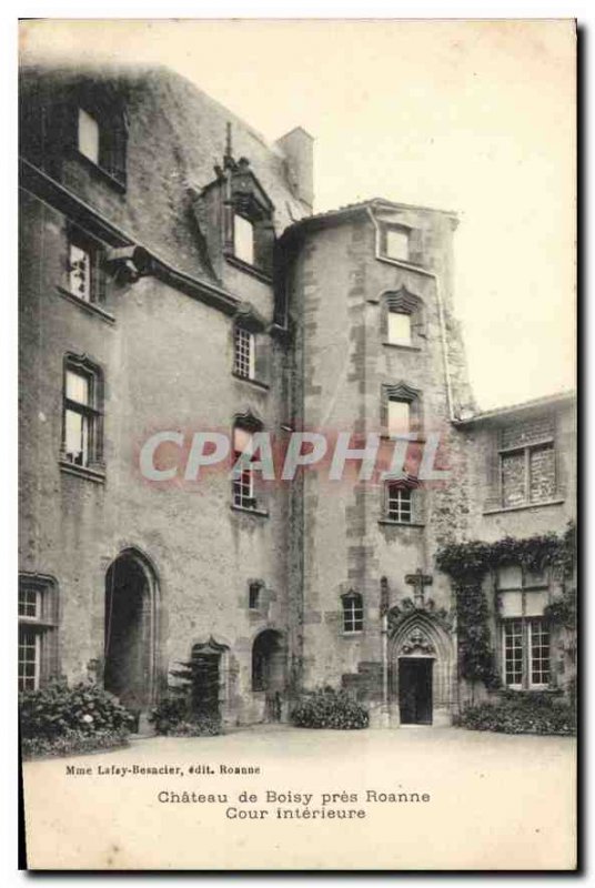 Old Postcard Chateau de Boissy near Roanne Inner Court