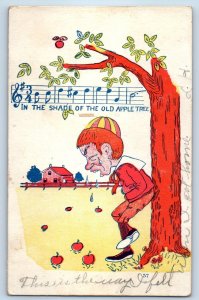 1907 Crying Man In The Shade Of The Old Apple Tree Union Center WI Postcard