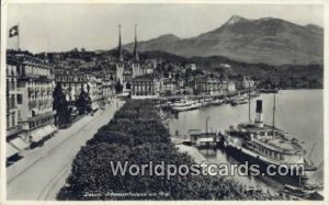 Schwizerhofquai mit Rigi Luzern Swizerland 1936 