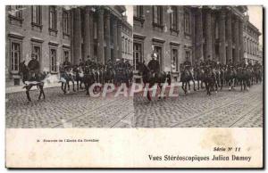 Stereoscopic Card - Rentree of School Cavalier - Julien Damoy - Old Postcard