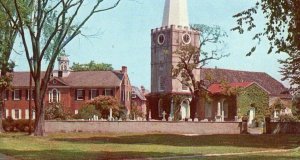 Postcard 1957 View of Old Academy & Immanuel Church,New Castle, DE.  Q5