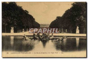 Old Postcard The Gardens of Versailles Apollo Basin and the green carpet