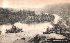 Vintage Postcard Lover's Leap River New Milford Connecticut Collortype Co. Pub.
