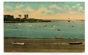 ME - Portland. Fort Preble & Spring Point Light from Beach Point