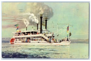 1962 Great Lake Excursion Boat View Handcolored New York NY Columbus OH Postcard