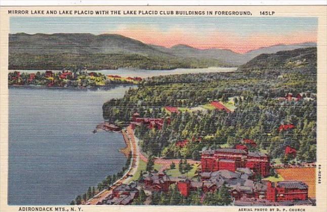 New York Mirror Lake and Lake Placid With The Lake Placid Club Buildings In T...