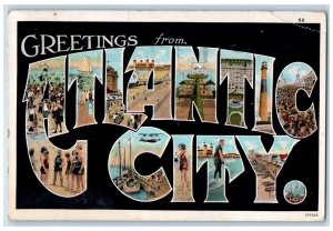 1930 Greetings From Atlantic City New Jersey NJ, Big Letters Vintage Postcard