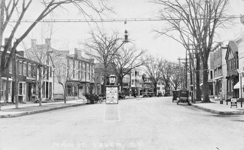 Salem NY Main Street Barber Shop Ice Cream Directional Sign Real Photo Postcard