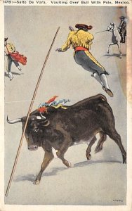 Salto de Vara, Vaulting Over Bull with Pole Tarjeta Postal Bullfighting Stain...