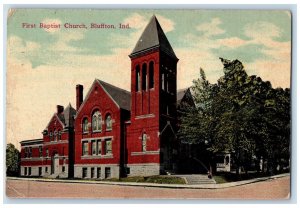 c1905 Exterior View First Baptist Church Building Bluffton Indiana IN Postcard