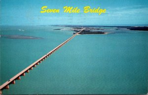 Florida Keys Seven Mile Bridge Looking North Showing Marathon In Distance 1964
