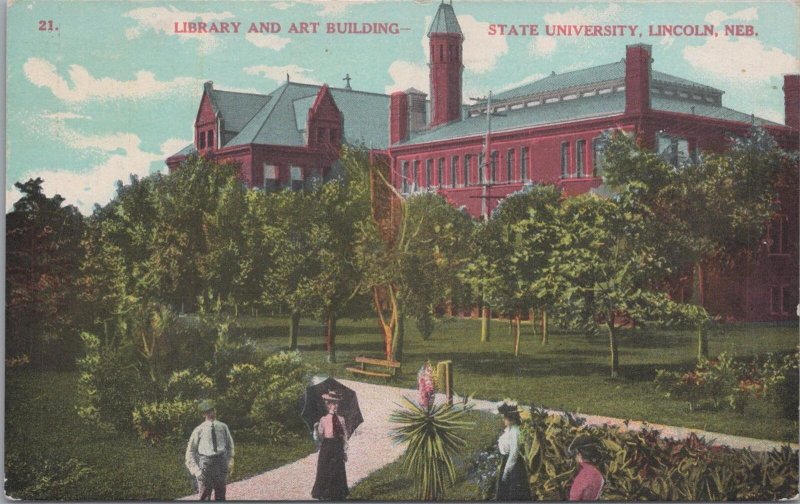 Postcard Library and Art Building State University Lincoln NE