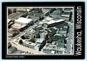 WAUKESHA, Wisconsin WI ~ Aerial DOWNTOWN AREA c1980s-90s ~ 4x6 Postcard*