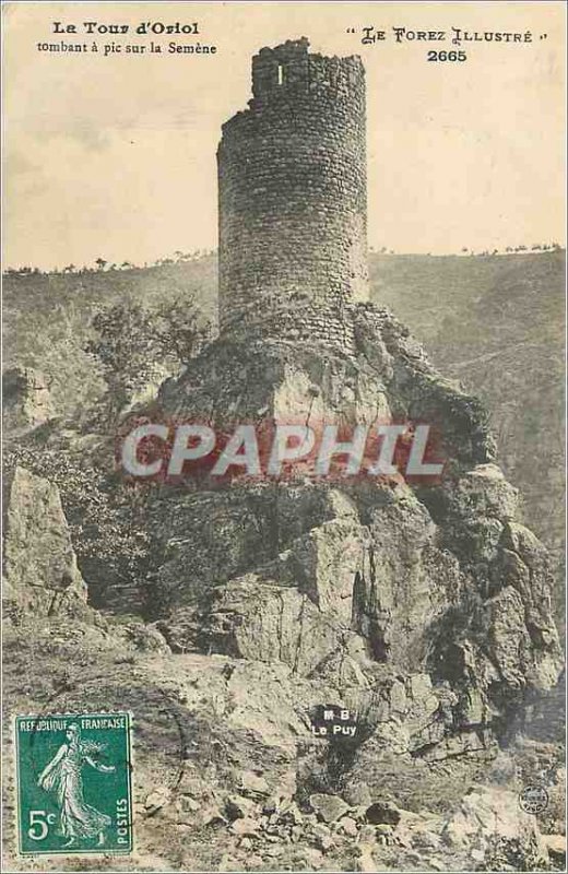 Old Postcard Tower of oriol Falling a pic on Semene