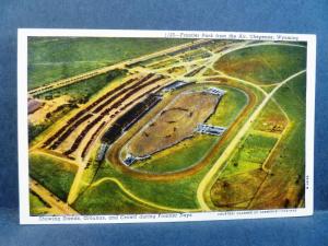 Postcard WY Cheyenne Frontier Park Airview Showing Stands Grounds & Crowd