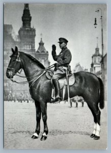 RUSSIAN MARSHAL VOROSHILOV on HORSE MOSCOW RED SQUARE 1970 VINTAGE POSTCARD