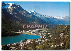 Modern Postcard St Moritz und mit Piz Corvatsch Piz da la Margna Engadin Schweiz