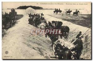 Old Postcard Militaria L & # 39artillerie montee and Half turn obstacles into...