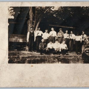 c1920s Group Men Drinking RPPC Friends Alcohol Beer Shots Boys Smile Boat A187