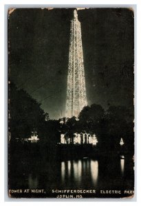 Night View Schifferdecker Electric Park Tower Joplin MO UNP DB Postcard S18