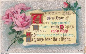 NEW YEAR, PU-1910; Poem, Pink Roses