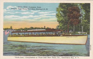 Uncle Sam Leaving Hotel Crossman Dock Alexandria Bay New York Curteich