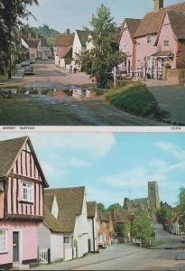 Kersey Suffolk Neighbours By Giant Puddle St Marys Church 2x Postcard s