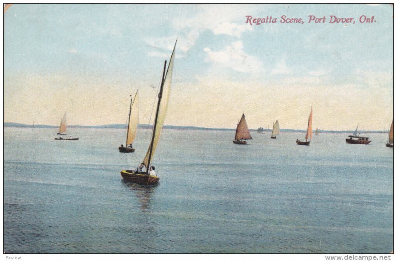 PORT DOVER, Ontario, Canada, PU-1908; Regatta Scene, Sail Boats