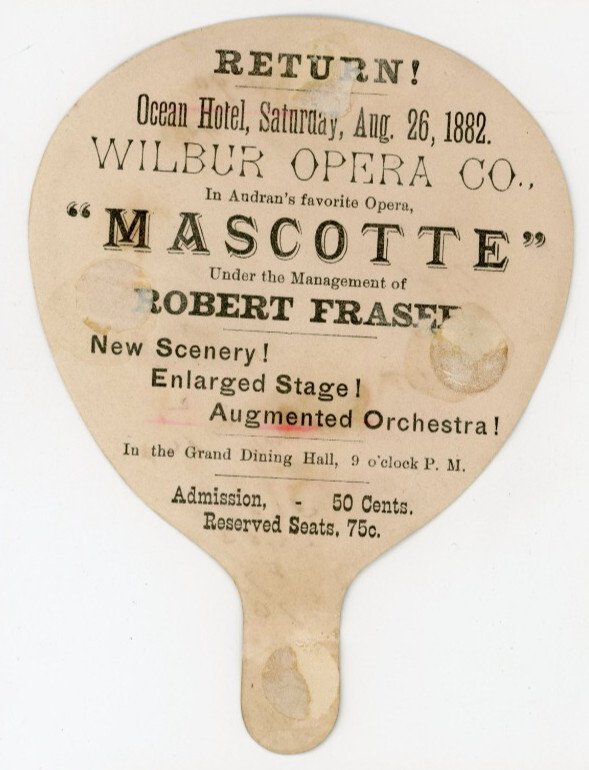 1882 Wilbur Opera Co Mascotte Play Hand Fan Trade Card F128
