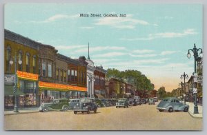 Goshen Indiana~Main Street~Woolworth 5&10c Store~JJ Newberry~1939 Linen Postcard