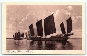 Postcard China Shanghai Chinese Junk Junks Toyo Murakami Palace Hotel F05